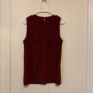 Ann Taylor size M burgundy ruffle blouse